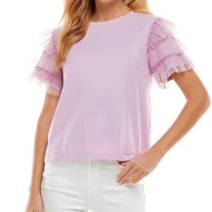 Ruffled Chiffon Sleeve Top